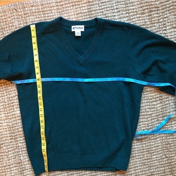 𝅺puritan vintage men’s L 100% lambswool sweater. Dark green/ forest green. - Picture 5 of 7